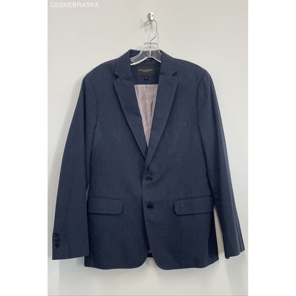 Banana Republic Blue Men's 100% Cotton Two Button Modern Blazer - Size 38S - Picture 1 of 7